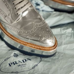 PRADA SILVER PLATFORM SHOES